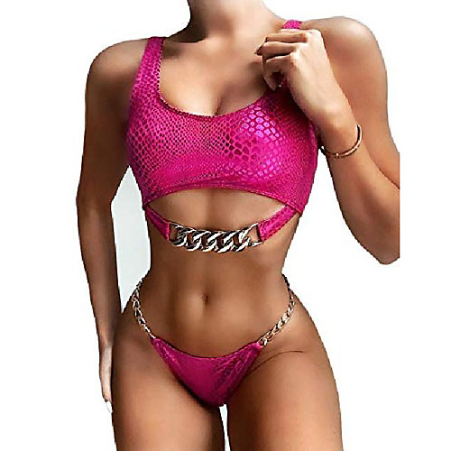 

Women's Bikini Swimsuit Solid Color Golden Blushing Pink Silver Rose Red Swimwear Bathing Suits New Sexy / Padded Bras