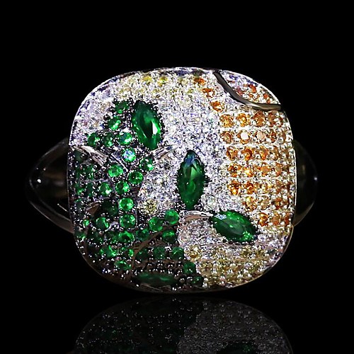 

Band Ring AAA Cubic Zirconia Mixed Color Black Brass Floral Theme Asian Elegant Fashion 1pc 6 7 8 9 10 / Women's