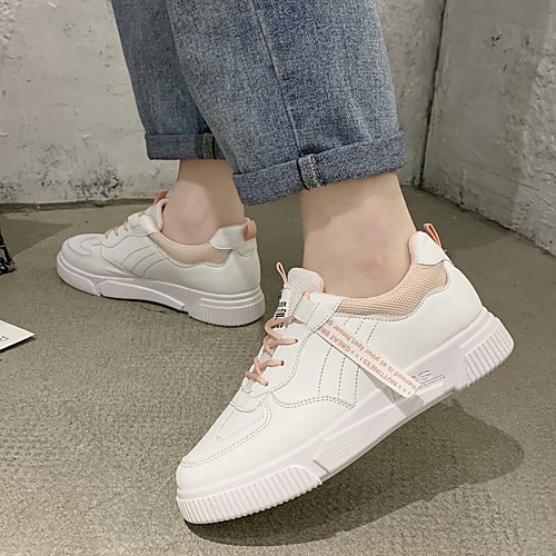 

Women's Sneakers White Shoes Wedge Heel PU Pink Gray Green