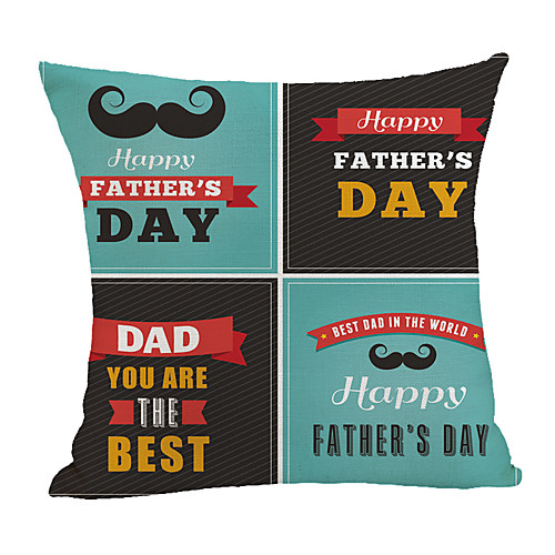 

Double Side Print Father's Day Cushion Cover 1PC Faux Linen Soft Square Throw Pillow Cover Cushion Case Pillowcase for Sofa Bedroom 45 x 45 cm (18 x 18 Inch) Superior Quality Machine Washable