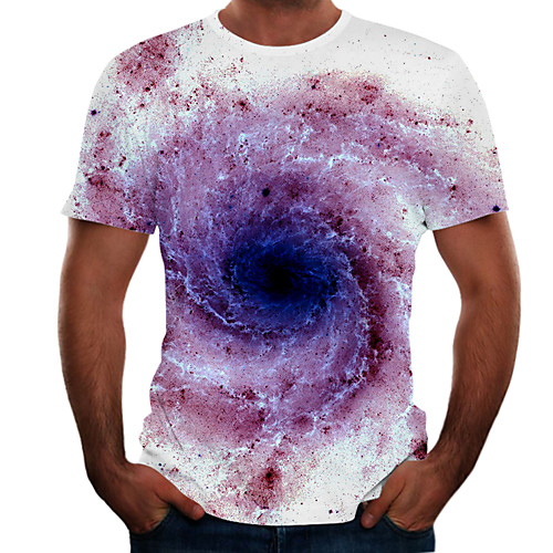 

Men's T shirt 3D Print 3D Rivet Mesh Short Sleeve Casual Tops Purple Yellow Blushing Pink