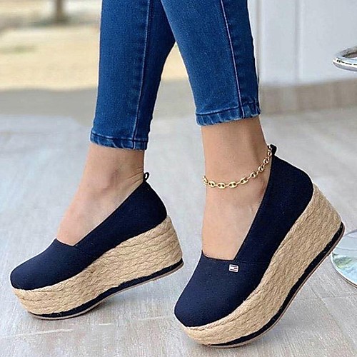 

Women's Loafers & Slip-Ons Espadrilles Platform Round Toe Polyester Solid Colored White Red Black
