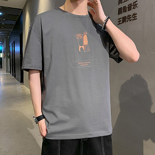 

Men's Tee T shirt Anime Short Sleeve Daily Tops White Light gray Dark Gray