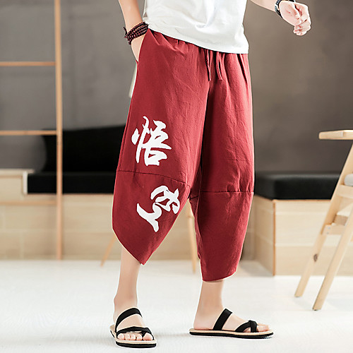 

Men's Casual / Sporty Athleisure Breathable Outdoor Sports Sport Daily Harem Loose Pants Trousers Pants Graphic Calf-Length Drawstring Pocket Red Black Gray / Elasticity