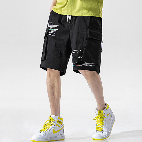 

Men's Casual / Sporty Athleisure Breathable Outdoor Sports Sport Daily Shorts Pants Letter Knee Length Drawstring Pocket Gray Green Black Red Green Beige