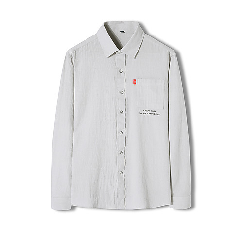 

Men's Shirt Letter Button-Down Long Sleeve Casual Tops 100% Cotton Basic Casual Comfortable White Black Gray