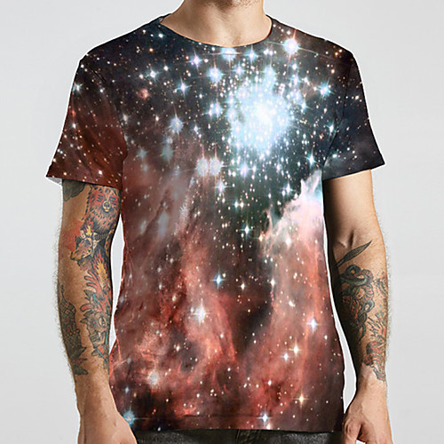 

Men's Unisex Tee T shirt 3D Print Galaxy Graphic Prints Plus Size Print Short Sleeve Casual Tops Basic Designer Big and Tall Rainbow