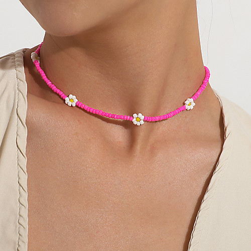 

Women's Girls' Choker Necklace Necklace Floral Floral / Botanicals Flower Petal Flower Shape Artistic Romantic Holiday Modern Glass Alloy Blue Yellow Blushing Pink Green Rainbow 35 cm Necklace Jewelry