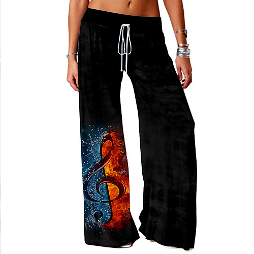 

Women's Basic Soft Comfort Daily Home Chinos Pants Graphic Graffiti Full Length Elastic Drawstring Design Print Black Red Wine Gold