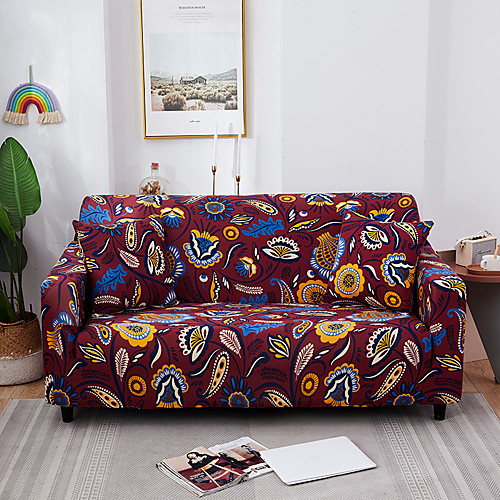 

Bohemian Floral Print Dustproof All-powerful Stretch Sofa Cover Super Soft Fabric with One Free Boster Case