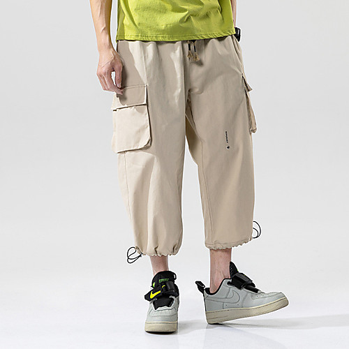 

Men's Casual / Sporty Athleisure Breathable Outdoor Sports Sport Daily Pants Tactical Cargo Pants Solid Colored Full Length Drawstring Pocket Black Blue Khaki
