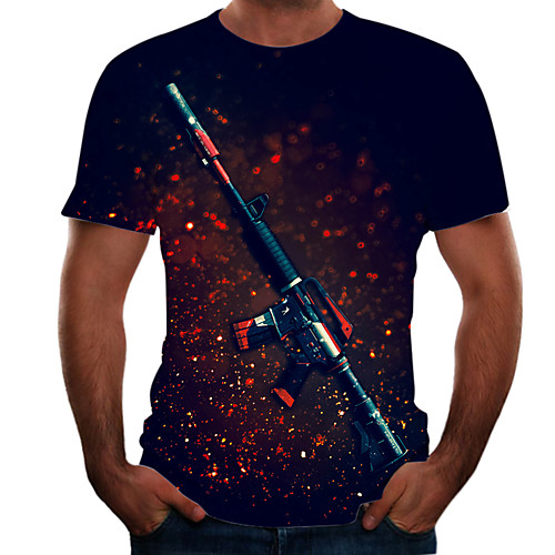 

Men's T shirt 3D Print 3D Rivet Mesh Short Sleeve Casual Tops Sportswear Sports Red Orange Green