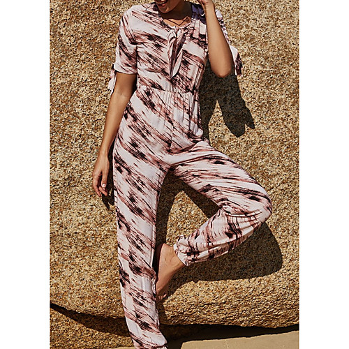 

Women's Blue Brown Jumpsuit Tie Dye