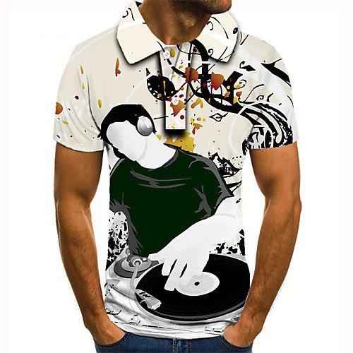

Men's Golf Shirt 3D Print Graphic Prints Human Button-Down Short Sleeve Street Tops Casual Fashion Cool Light Yellow / Sports