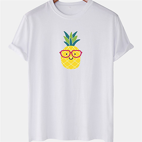 

Men's Unisex Tee T shirt Hot Stamping Pineapple Plus Size Short Sleeve Casual Tops 100% Cotton Basic Designer Big and Tall White Black Blushing Pink