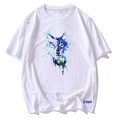 

Men's Unisex Tee T shirt Shirt Hot Stamping Graphic Prints Wolf Plus Size Print Short Sleeve Casual Tops 100% Cotton Basic Designer Big and Tall Round Neck White / Summer
