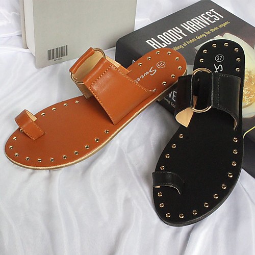 

Women's Sandals Bunion Sandals Flat Heel Round Toe PU Solid Colored Light Brown Black