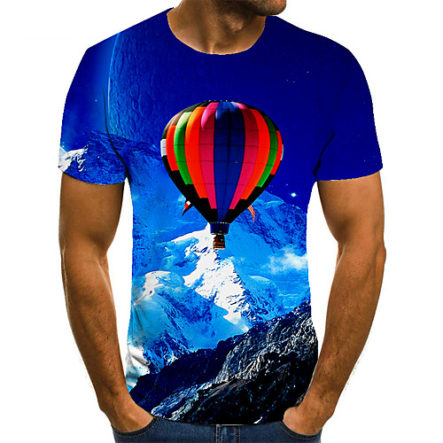 

Men's Unisex Tee T shirt 3D Print Graphic Prints Balloon Plus Size Print Short Sleeve Casual Tops Basic Fashion Designer Big and Tall Blue