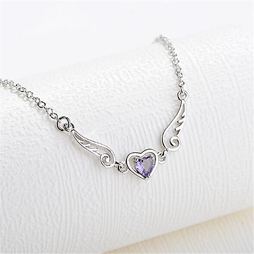 

Women's Tennis Bracelet Bracelet Pendant Bracelet Heart Heart Fashion Copper Bracelet Jewelry Purple For Christmas Wedding Party Evening Gift Date / Silver Plated / Rhinestone