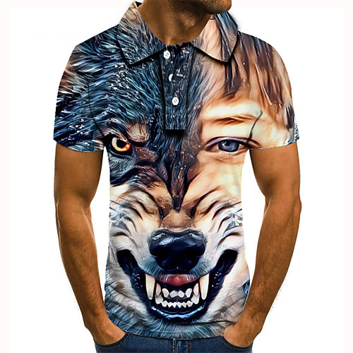 

Men's Golf Shirt Tennis Shirt 3D Print Dog Animal Button-Down Short Sleeve Street Tops Casual Fashion Cool Brown / Sports