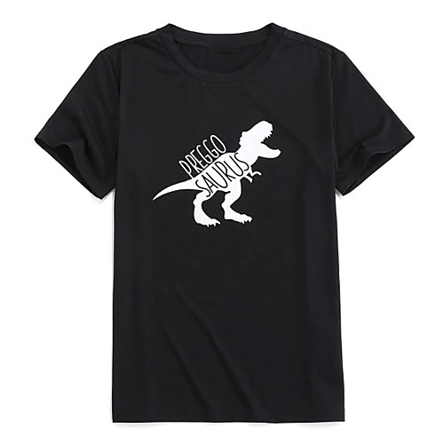

Men's Unisex Tee T shirt Hot Stamping Graphic Prints Dinosaur Plus Size Print Short Sleeve Casual Tops 100% Cotton Basic Designer Big and Tall Black