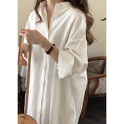 

Women's Trench Coat Daily Spring Long Coat Regular Fit Sporty Casual Jacket Long Sleeve Solid Colored Oversized Army Green Khaki
