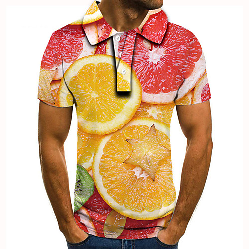 

Men's Golf Shirt Tennis Shirt 3D Print Graphic Prints Fruit Button-Down Short Sleeve Street Tops Casual Fashion Cool Yellow / Sports