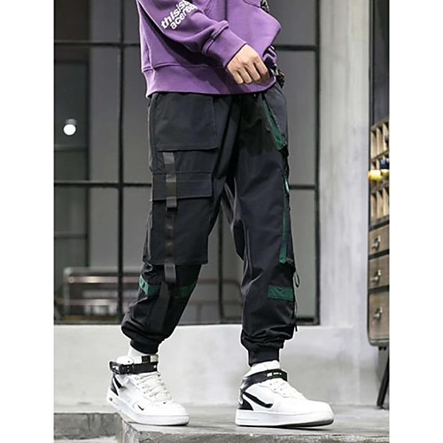 

Men's Cargo Casual / Sporty Chinos Tactical Cargo Pants Solid Color Black