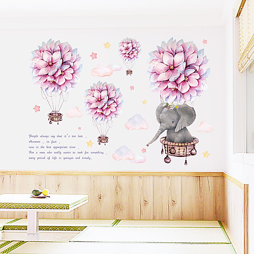 

Romantic Ball Cartoon Small Elephant Cloud Hot Air Balloon Bedroom Porch Wall Beautification Decorative Wall Sticker