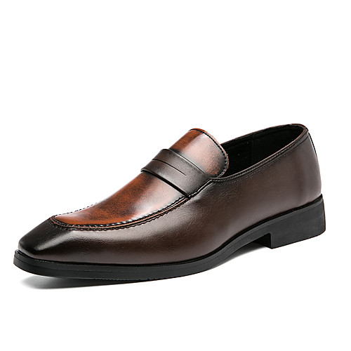 

Men's Loafers & Slip-Ons Leather Shoes Penny Loafers Business Vintage Classic Daily Party & Evening Nappa Leather Cowhide Warm Wear Proof Booties / Ankle Boots Brown Color Block Spring Summer