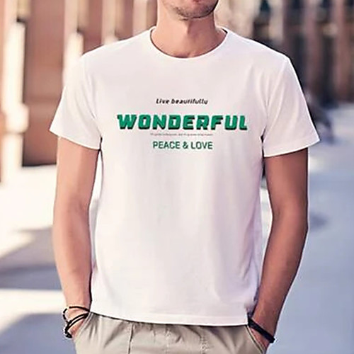 

Men's Tee T shirt Hot Stamping Graphic Prints Letter Print Short Sleeve Casual Tops 100% Cotton Basic Designer Big and Tall White