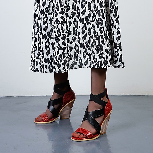 

Women's Heels Wedge Heel Faux Leather White Black Red