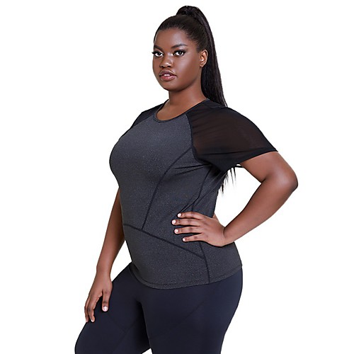 

Women's Plus Size Tops T shirt Color Block Short Sleeve Round Neck Sporty Summer Big Size 2XL 3XL 4XL