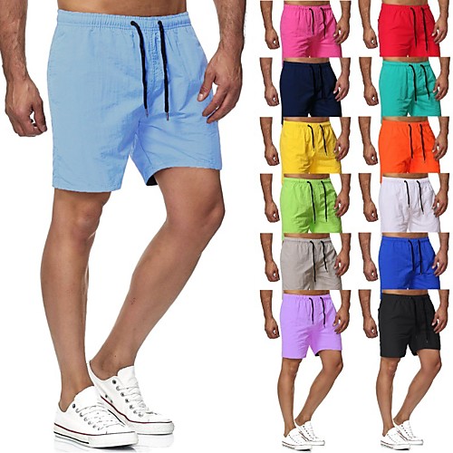

Men's Casual Shorts Quick Dry Sports Sports Home Chinos Shorts Pants Solid Colored Short Drawstring Pocket Grass Green White Black Purple Red