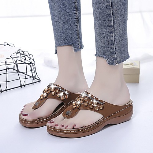 

Women's Sandals Comfort Shoes Wedge Heel PU Solid Colored Black Blue Green