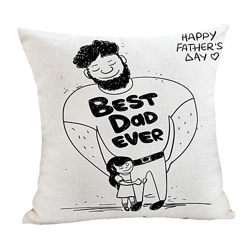 

Double Side Print Father's Day Cushion Cover 1PC Faux Linen Soft Decorative Square Pillowcase for Sofa Bedroom 45 x 45 cm (18 x 18 Inch) Superior Quality for Patio Garden Farmhouse Bench Couch