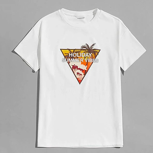 

Men's Unisex Tee T shirt Hot Stamping Holiday Graphic Prints Beach Plus Size Print Short Sleeve Casual Tops 100% Cotton Basic Designer Big and Tall White