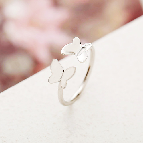 

Open Cuff Ring Silver Alloy Butterfly Stylish Simple European 1pc One Size / Women's