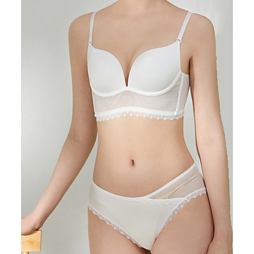 

Women's Bra & Panty Set Wireless Triangle Cup Solid Color Sexy color