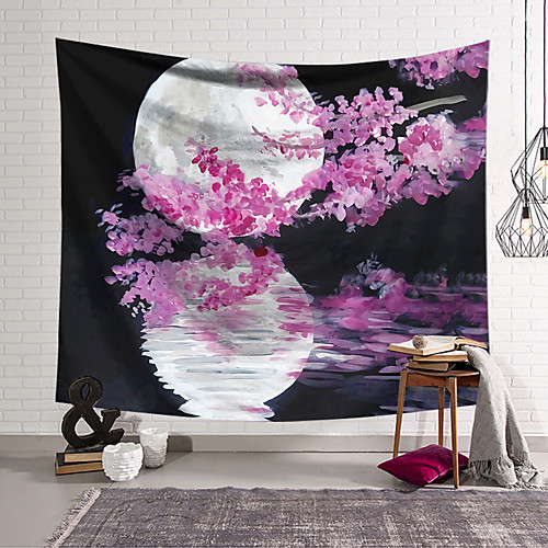 

Moon Cherry Tree Wall Tapestry Art Decor Blanket Curtain Hanging Home Bedroom Living Room Decoration Polyester