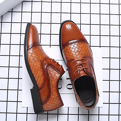 

Men's Oxfords Daily Office & Career Walking Shoes PU Waterproof Wear Proof Black Orange Royal Blue Fall Spring