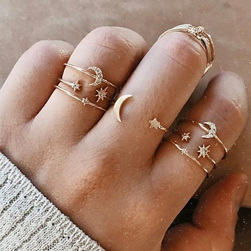 

star crescent ring 9 piece set creative retro simple alloy joint ring