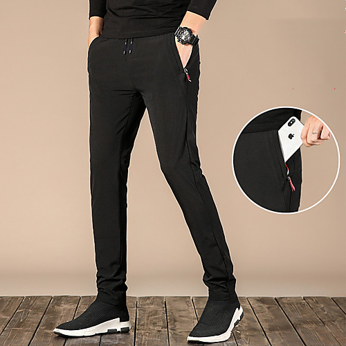 

Men's Simple Chino Quick Dry Sports Casual Daily Pants Chinos Pants Plain Full Length Black