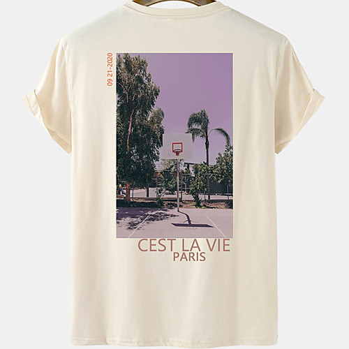 

Men's Unisex Tee T shirt Hot Stamping Scenery Plus Size Short Sleeve Casual Tops 100% Cotton Basic Designer Big and Tall White Black Yellow