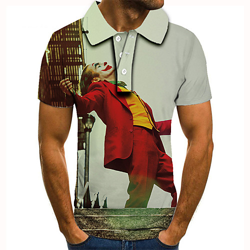 

Men's Golf Shirt 3D Print Graphic Prints Human Button-Down Short Sleeve Street Tops Casual Fashion Cool Green / Sports