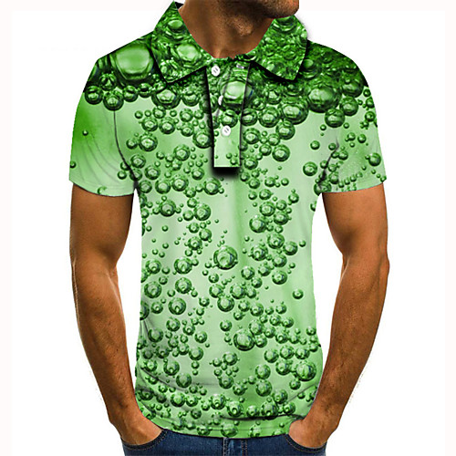 

Men's Golf Shirt 3D Print Graphic Prints Beer Button-Down Short Sleeve Street Tops Casual Fashion Cool Green / Sports