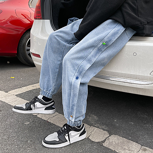 

Men's Casual / Sporty Athleisure Breathable Outdoor Sports Sport Daily Pants Jeans Pants Plain Full Length Drawstring Pocket Blue