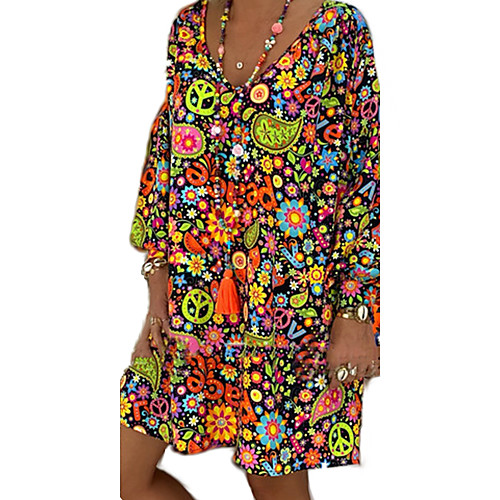 

2020 spring and summer new wish amazon women's v-neck print long skirt dress plus size women's clothing