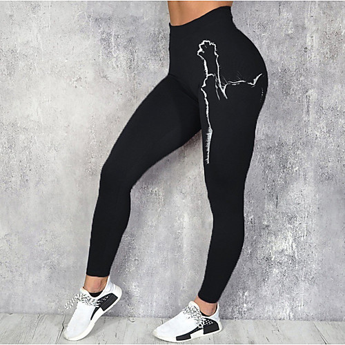 

Women's Sporty Fashion Comfort Skinny Leisure Sports Weekend Leggings Pants Cartoon Cat Ankle-Length Sporty Elastic Waist Print Blue Black