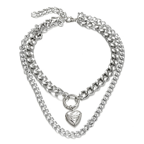 

necklace jewelry love creative openable pendant necklace women's fashion double-layer chain short necklace trend